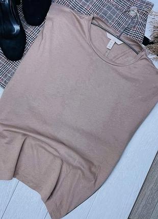 Бежева трикотажна футболка h&m s oversize футболка жіноча літня футболка вільного крою