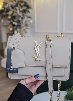 Жіноча сумочка клатч yves saint-laurent lux бежевий золото