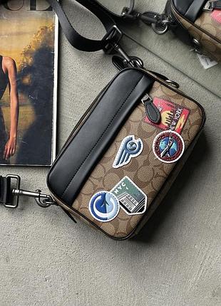 Сумка чоловіча coach graham crossbody бежевий