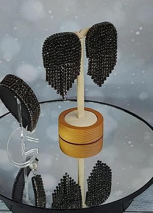 Набор стразовый браслет и серьги клипсы медузы