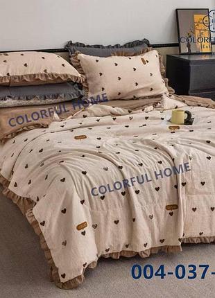 Летнее постельное масло евро муслин жатка с одеялом