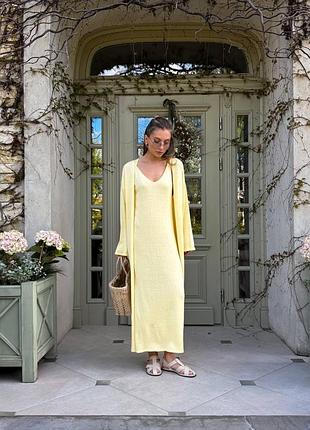 Комплект двійка сарафан + кардиган в довжині максі