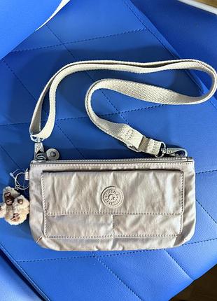 Сумка-гаманець з фірмовим брелоком мавпою kipling metallic quartz
