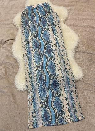 Пляжна спідниця сітка з розрізами зміїний принт на купальник