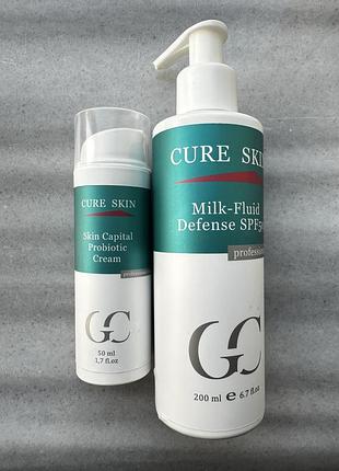 Набір косметики для чутливої шкіри cure skin. молочко та крем