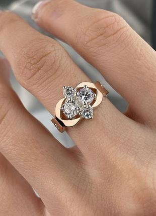 Оплата 100%🇺🇦 кольцо серебро 925пробы золото 375 проб пластины, вставка цирконии