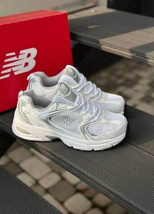 Женские кроссовки new balance 530 white silver сетка New belанс 530 женские сеточка