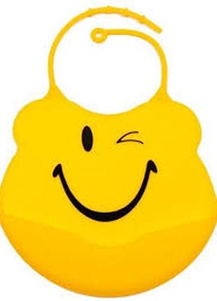 Силиконовый слюнявчик lindo с карманом смайл