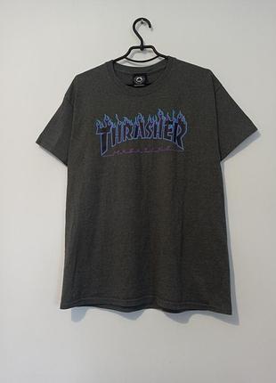 Мужская футболка thrasher big logo с крупным рисунком принтом трешер бег лого sk8 y2k vintage rap rep hip hop