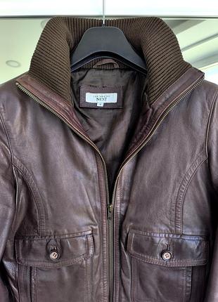 Коричнева кожана куртка, куртка бомбер кожанка