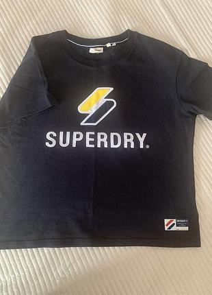 Жіноча темно-синя котонова футболка superdry