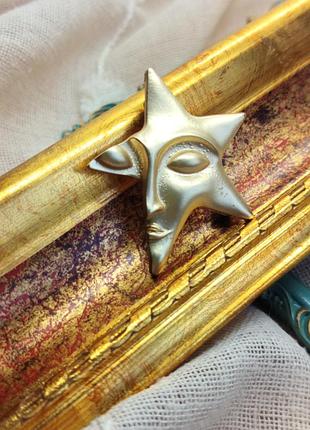 Нежная 🌟 брошь лик луны, месяц, звезда