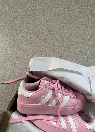 Кроссовки adids superstar platform pink white