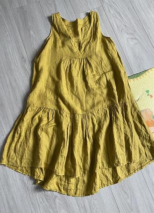 🌻 лляна сукня гірчичного кольору