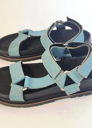 Сандали женские clark's натуральная кожа бирюзово черные р. 37