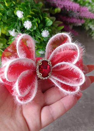 Бантик червоний резинка 4