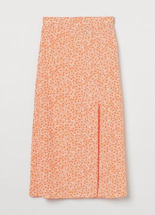 Юбка в цветочный принт h&m вискоза 100%