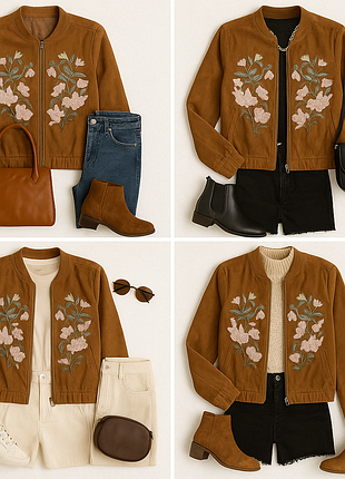 Новый бомбер 100% кожа замша кожанка косуха роскошная вышивка