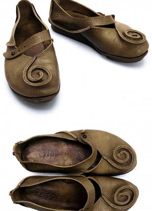 Коричневые кожаные туфли trippen, туфли-улитки, туфли-эльфы