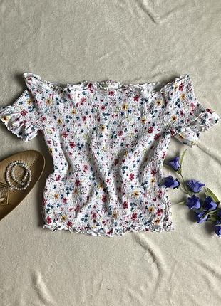 Біла літня блузка квітковий принт papaya