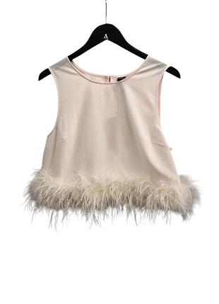 Топ блуза блузка  кофта майка футболка з натуральним  пір’ям