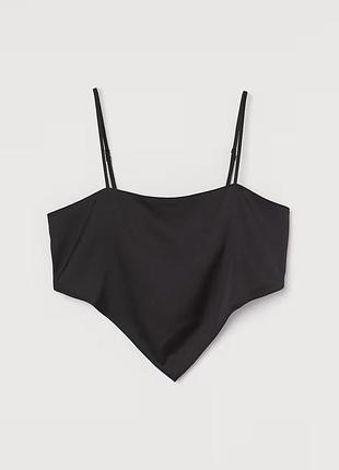 Укороченный женский черный топ нестандартной формы из мягкого атласа h&amp;m -м