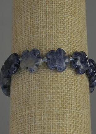 Браслет содаліт квітка  + бісер 2