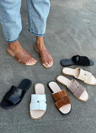 Шльопанці жіночі натуральна замша/шкіра