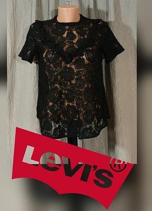 Елегантна чорна мереживна блузка levi's (розмір xs) оригінальна