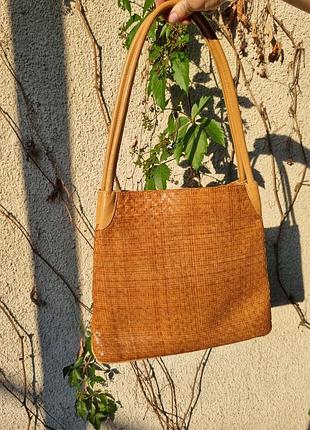 Кожаная сумка, плетеная сумка, сумка из плетеной кожи, сумка винтаж, винтажная сумка
