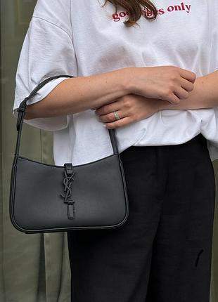 Сумка hobo saint le 5 a 7 leather laurent shoulder bag in black/silver