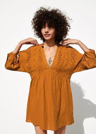 Плаття ромпер zara теракотового кольору прошва із шортами