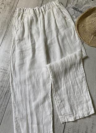 Белые льняные брюки pp s