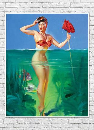 Плакат неожиданный улов 1952, 49х61 см