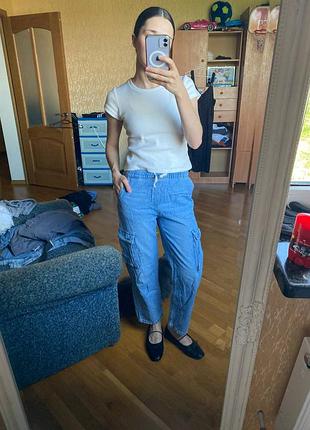 Джинсы карго zara на резинке
