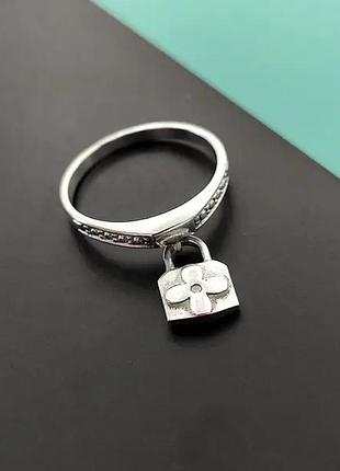 Кольцо серебро 925 колечко серебряное замочек