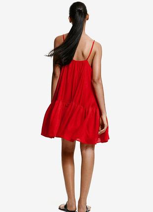 Яскрава червона обʼємна сукня h&m літня платье
