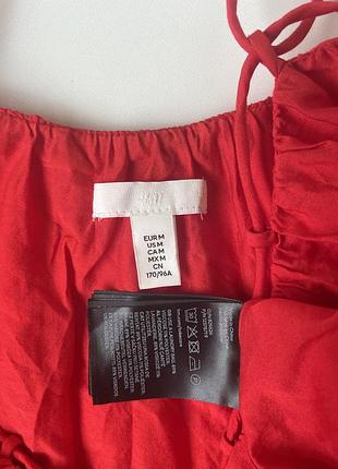 Яскрава червона обʼємна сукня h&m літня платье