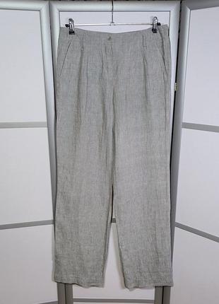 Bianca льняные серые свободные брюки 

сверху пояс, молния, по бокам карманы