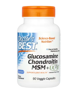 Doctor's best, глюкозамин хондроитин, мсм + ucii, 90 растительных капсул