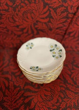 Тарілки вінтажні з позолотою порцеляна 12 штук  польща wawel порцеляна