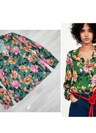 Женская рубашка zara в цветочный принт женская рубашка zara