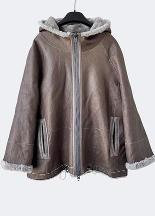 Двостороння шкіряна дублянка куртка пальто шуба brunello cucinelli italy кожаная дубленка из овчины
