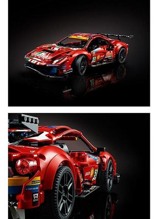 Конструктор technic ferrari 488 gte af corse 1677 деталей маштаб 1:10 феррарі червона корса 7