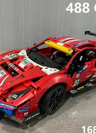 Конструктор technic ferrari 488 gte af corse 1677 деталей маштаб 1:10 феррарі червона корса 9