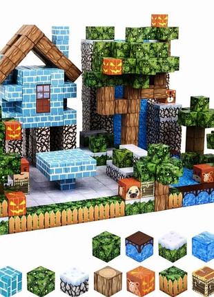 Магнітний конструктор minecraft (майнкрафт) 100 деталей – 3d блоки, набір для дітей