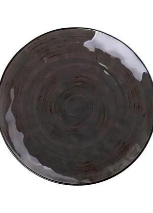 Тарелка сервировочная круглая 26 см плоская керамическая коричневая hp23393