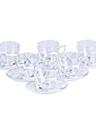 Набор чашек с блюдцами прозрачные 6 штук по 200 мл прозрачный hp572