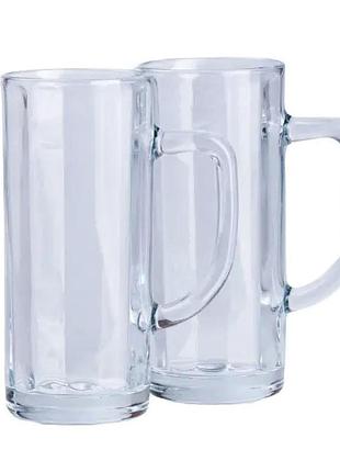 Набір пивних кухлів 2 штуки по 500 мл скляні прозорі hp576
