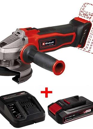 Мощная угловая бесщеточная шлифмашина einhell te-ag 18/115 q li solo:с акб, 18v 2.5аh